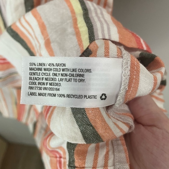 A new day Summer Striped Linen Blend Top Size Large - Picture 4 of 7
